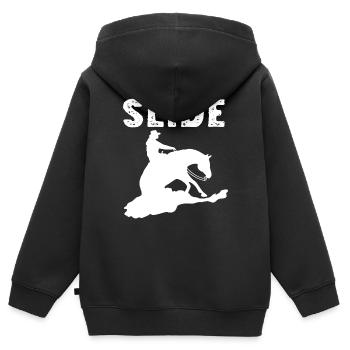 Sliding Stop Westernreiten Reining Geschenk - Kinder Premium Organic Zip Hoodie - Schwarz - Hinten - AI Model Kid Male (0cm)