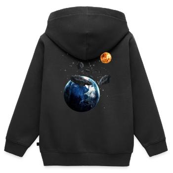 universe - Kids Premium Organic Zip-up Hoodie - black - Back - AI Model Kid Male (0cm)