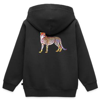 Gepard - Kinder Premium Organic Zip Hoodie - Schwarz - Hinten - AI Model Kid Male (0cm)