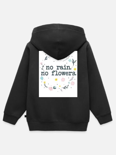 Floristerías - No Rain No Flowers - Sudadera Premium con capucha y cremallera infantil orgánica - negro