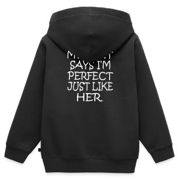 Ma tante dit que je suis parfaite comme elle - Sweat Premium à capuche zippé enfant bio - noir - Dos - AI Model Kid Male (0cm)