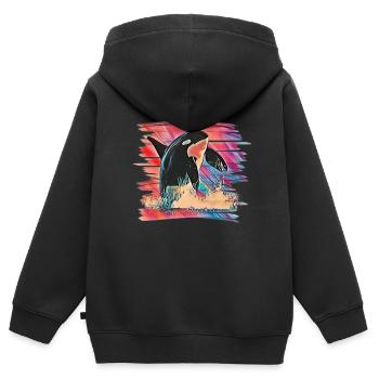 Orque - Sweat Premium à capuche zippé enfant bio - noir - Dos - AI Model Kid Male (0cm)