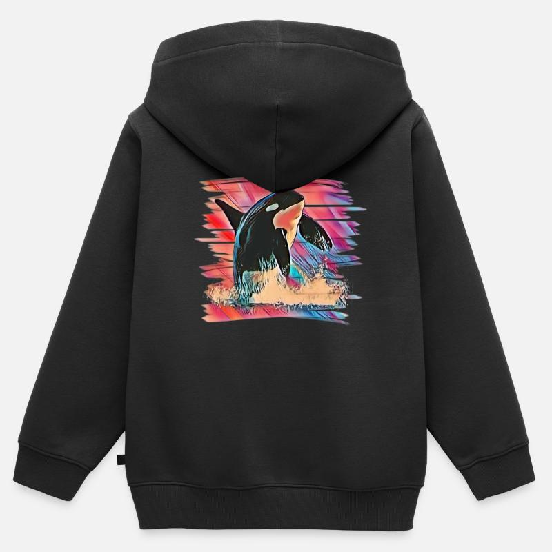 Orque - Sweat Premium à capuche zippé enfant bio - noir