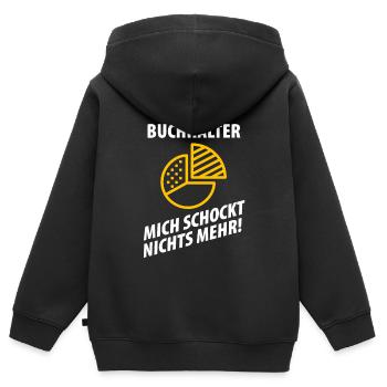 BUCHHALTER - Kinder Premium Organic Zip Hoodie - Schwarz - Hinten - AI Model Kid Male (0cm)
