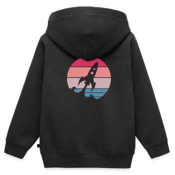 fusée - Sweat Premium à capuche zippé enfant bio - noir - Dos - AI Model Kid Male (0cm)