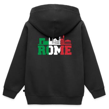 Rome - Sweat Premium à capuche zippé enfant bio - noir - Dos - AI Model Kid Male (0cm)