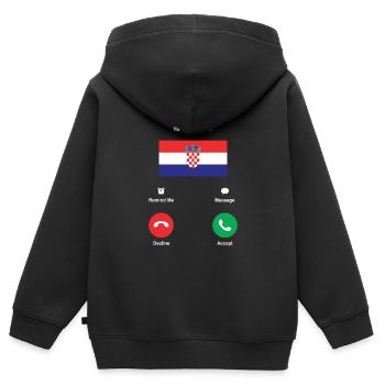 Kroatien - Kinder Premium Organic Zip Hoodie - Schwarz - Hinten - AI Model Kid Male (0cm)