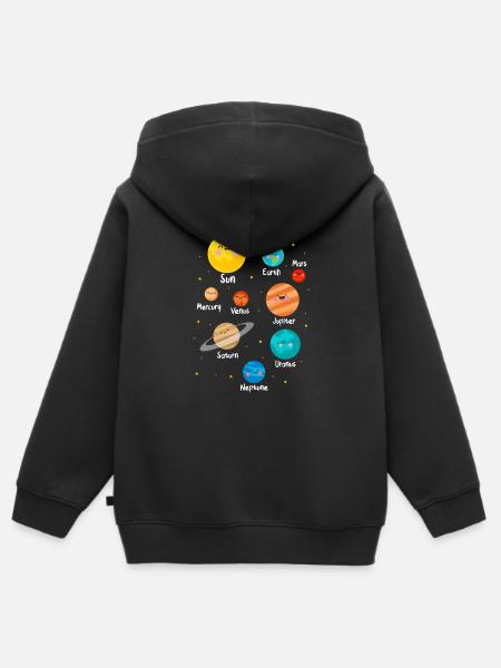 Planètes d'astronomie - Sweat Premium à capuche zippé enfant bio - noir