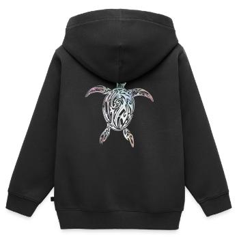 Schildkröte Maori Tribal - Kinder Premium Organic Zip Hoodie - Schwarz - Hinten - AI Model Kid Male (0cm)