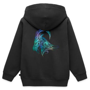 Bélier signe du zodiaque avec cornes - Sweat Premium à capuche zippé enfant bio - noir - Dos - AI Model Kid Male (0cm)