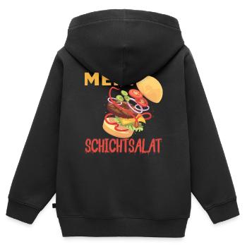 Burger, Burger hamburger, Burger Burger fleisch - Kinder Premium Organic Zip Hoodie - Schwarz - Hinten - AI Model Kid Male (0cm)