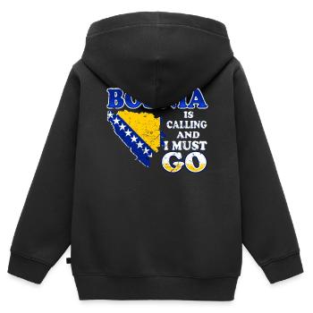 Bosnien ist am rufen - Kinder Premium Organic Zip Hoodie - Schwarz - Hinten - AI Model Kid Male (0cm)