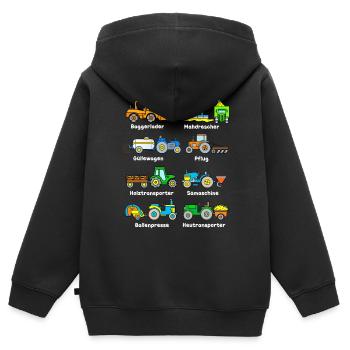 Beliebte Traktoren und Landmaschinen - Kinder Premium Organic Zip Hoodie - Schwarz - Hinten - AI Model Kid Male (0cm)