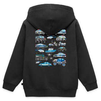 Polizeiautos Cop Fahrzeuge Streifenwagen Polizei - Kinder Premium Organic Zip Hoodie - Schwarz - Hinten - AI Model Kid Male (0cm)