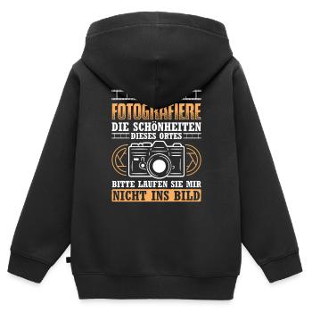 Fotografiere Schönheiten Fotograf Kamera - Kinder Premium Organic Zip Hoodie - Schwarz - Hinten - AI Model Kid Male (0cm)