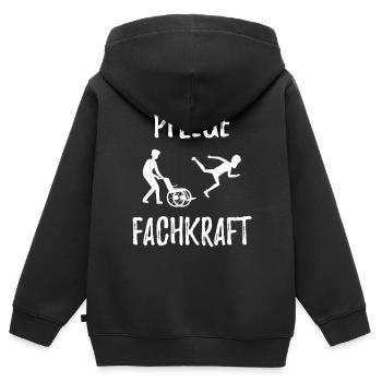 Altenpfleger - Pflege - Kinder Premium Organic Zip Hoodie - Schwarz - Hinten - AI Model Kid Male (0cm)
