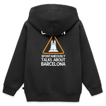 Barcelone - Sweat Premium à capuche zippé enfant bio - noir - Dos - AI Model Kid Male (0cm)