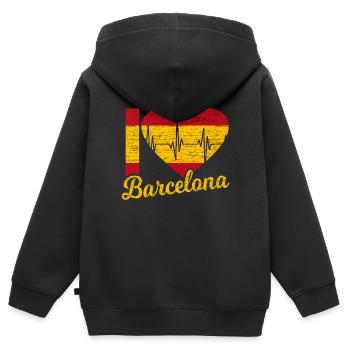 Barcelone - Sweat Premium à capuche zippé enfant bio - noir - Dos - AI Model Kid Male (0cm)