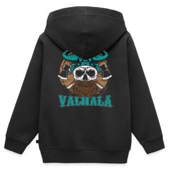 Valhala Viking - Axt Viking Kopf Tattoo Geschenk - Kinder Premium Organic Zip Hoodie - Schwarz - Hinten - AI Model Kid Male (0cm)