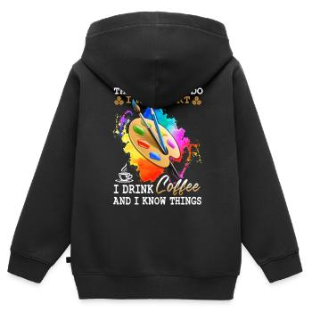 That's What I Do I Make Art I Drink Coffee - Kinder Premium Organic Zip Hoodie - Schwarz - Hinten - AI Model Kid Male (0cm)