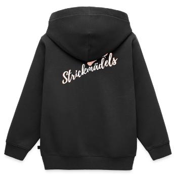 Wolle Stricken - Kinder Premium Organic Zip Hoodie - Schwarz - Hinten - AI Model Kid Male (0cm)