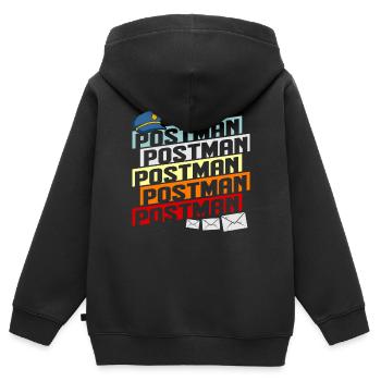 Post Postman Post disant lettre Postman Gift - Sweat Premium à capuche zippé enfant bio - noir - Dos - AI Model Kid Male (0cm)