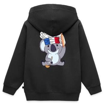 Frankreich Koch Koala Bäcker Paris Cuisine Chef - Kinder Premium Organic Zip Hoodie - Schwarz - Hinten - AI Model Kid Male (0cm)