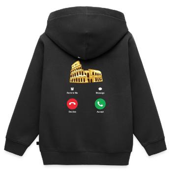 Rome - Sweat Premium à capuche zippé enfant bio - noir - Dos - AI Model Kid Male (0cm)