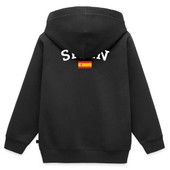 Espagne - Sweat Premium à capuche zippé enfant bio - noir - Dos - AI Model Kid Male (0cm)