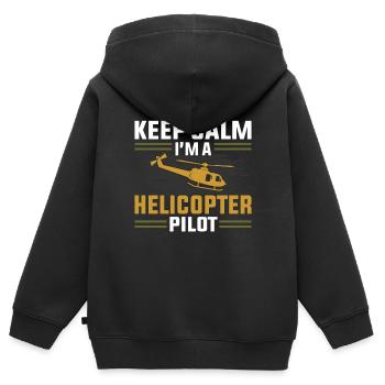 hélicoptère - Sweat Premium à capuche zippé enfant bio - noir - Dos - AI Model Kid Male (0cm)
