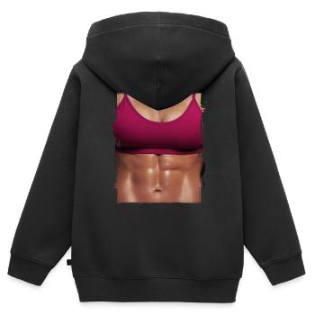Fake Muskel Frau Fitness Frauenkörper - Kinder Premium Organic Zip Hoodie - Schwarz - Hinten - AI Model Kid Male (0cm)