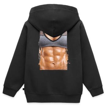 Fake Muskel Frau Fitness Frauenkörper - Kinder Premium Organic Zip Hoodie - Schwarz - Hinten - AI Model Kid Male (0cm)