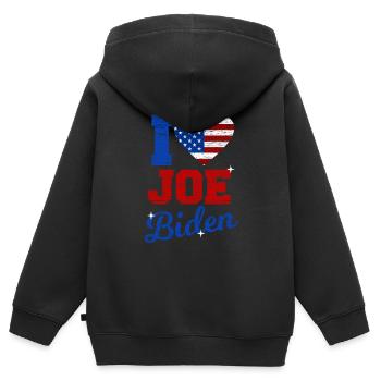 Joe Biden - Sweat Premium à capuche zippé enfant bio - noir - Dos - AI Model Kid Male (0cm)