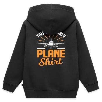 avion - Sweat Premium à capuche zippé enfant bio - noir - Dos - AI Model Kid Male (0cm)