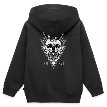 Sorcellerie occulte | Géométrie sacrée - Sweat Premium à capuche zippé enfant bio - noir - Dos - AI Model Kid Male (0cm)