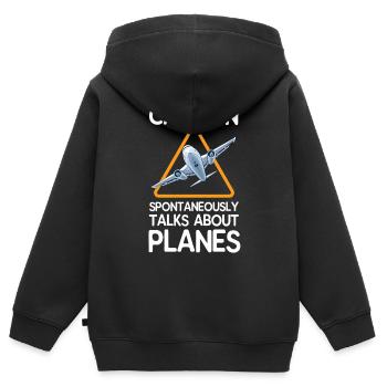 avion - Sweat Premium à capuche zippé enfant bio - noir - Dos - AI Model Kid Male (0cm)