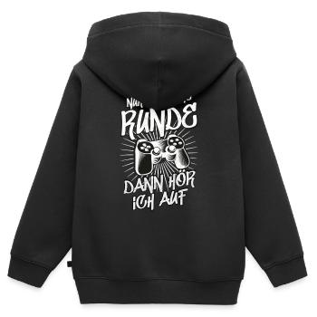 Nur noch eine Runde dann hör ich auf Gamer - Kinder Premium Organic Zip Hoodie - Schwarz - Hinten - AI Model Kid Male (0cm)