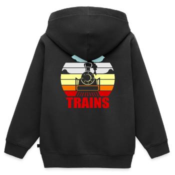 train - Sweat Premium à capuche zippé enfant bio - noir - Dos - AI Model Kid Male (0cm)