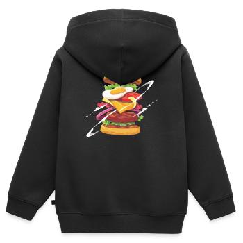 Burger - Sweat Premium à capuche zippé enfant bio - noir - Dos - AI Model Kid Male (0cm)