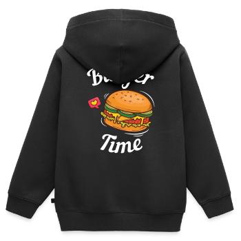 Burger - Sweat Premium à capuche zippé enfant bio - noir - Dos - AI Model Kid Male (0cm)