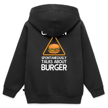 Burger - Sweat Premium à capuche zippé enfant bio - noir - Dos - AI Model Kid Male (0cm)