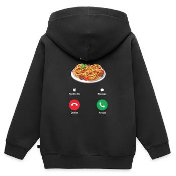 Pâtes - Sweat Premium à capuche zippé enfant bio - noir - Dos - AI Model Kid Male (0cm)