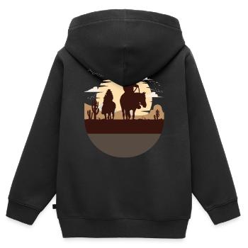 équitation western, reining, quarter horse - Sweat Premium à capuche zippé enfant bio - noir - Dos - AI Model Kid Male (0cm)