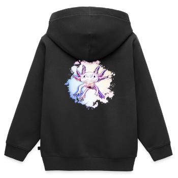 Axolotl - Kinder Premium Organic Zip Hoodie - Schwarz - Hinten - AI Model Kid Male (0cm)