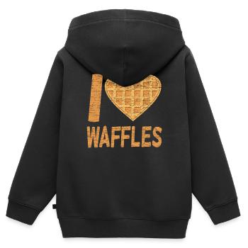 Waffelfrühstück Lieblingslebensmittel Geschenkidee - Kinder Premium Organic Zip Hoodie - Schwarz - Hinten - AI Model Kid Male (0cm)