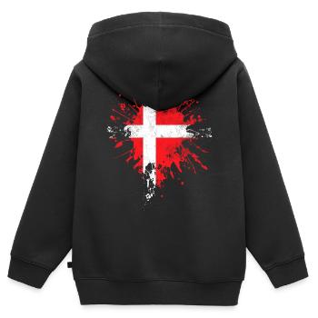 Drapeau danois - Sweat Premium à capuche zippé enfant bio - noir - Dos - AI Model Kid Male (0cm)