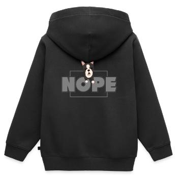 Boston Terrier, Boston Terrier, Boston Terrier - Sweat Premium à capuche zippé enfant bio - noir - Dos - AI Model Kid Male (0cm)