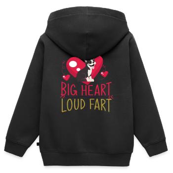 Boston Terrier, Costume Boston Terrier, Boston - Sweat Premium à capuche zippé enfant bio - noir - Dos - AI Model Kid Male (0cm)