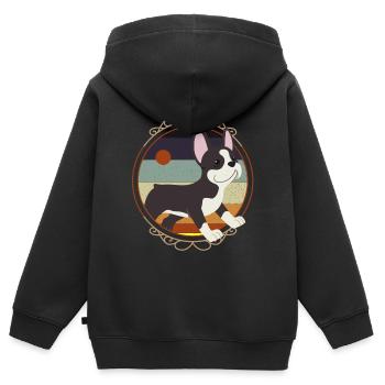 Boston Terrier, amoureux des animaux de Boston Terrier, Boston - Sweat Premium à capuche zippé enfant bio - noir - Dos - AI Model Kid Male (0cm)