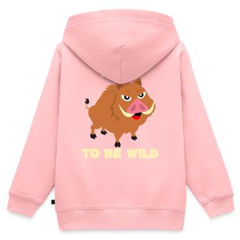 Keiler - lustiger Spruch Boar to be Wild - Kinder Premium Organic Zip Hoodie - Rosa - Hinten - AI Model Kid Female (0cm)